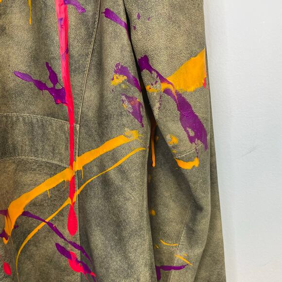 Wilsons Leather DIY Paint Splatter Hand Painted Art to Wear Blazer Jacket L - Picture 9 of 14